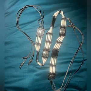 VINTAGE western bone tie belt